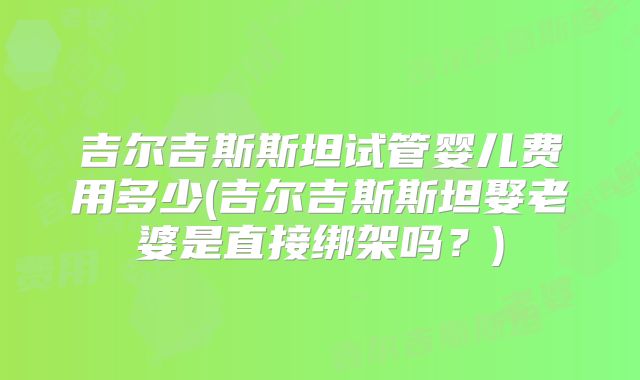 吉尔吉斯斯坦试管婴儿费用多少(吉尔吉斯斯坦娶老婆是直接绑架吗?)