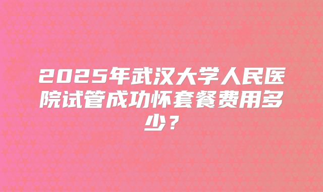 2025年武汉大学人民医院试管成功怀套餐费用多少？
