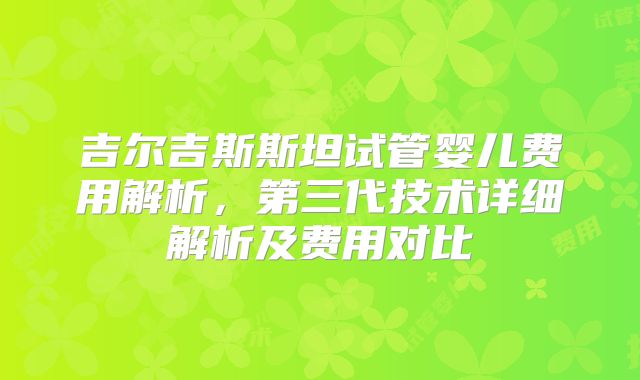 吉尔吉斯斯坦试管婴儿费用解析,第三代技术详细解析及费用对比