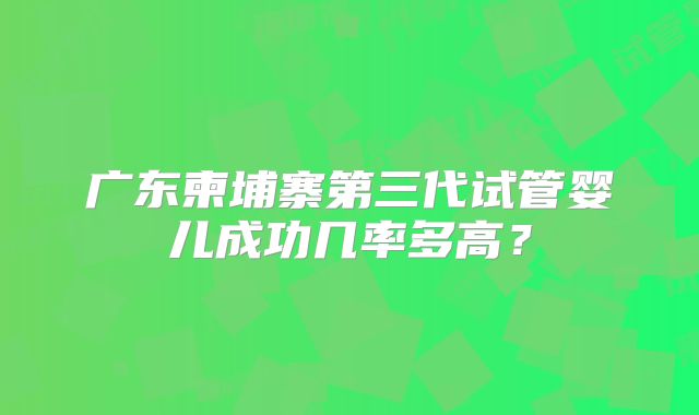 广东柬埔寨第三代试管婴儿成功几率多高？