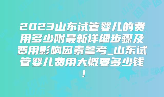 2023山东试管婴儿的费用多少附最新详细步骤及费用影响因素参考_山东试管婴儿费用大概要多少钱！