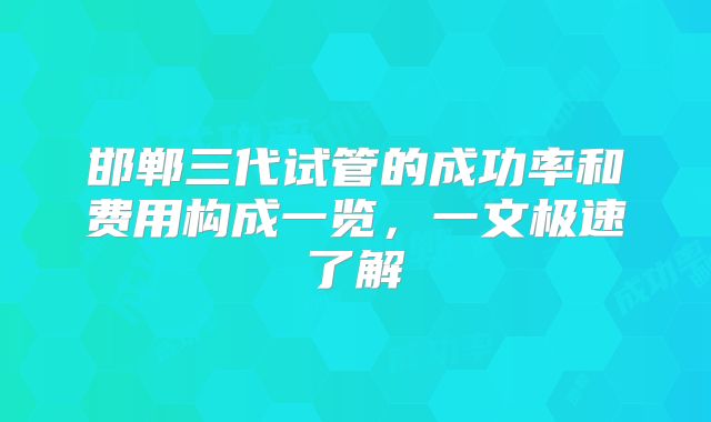 邯郸三代试管的成功率和费用构成一览，一文极速了解