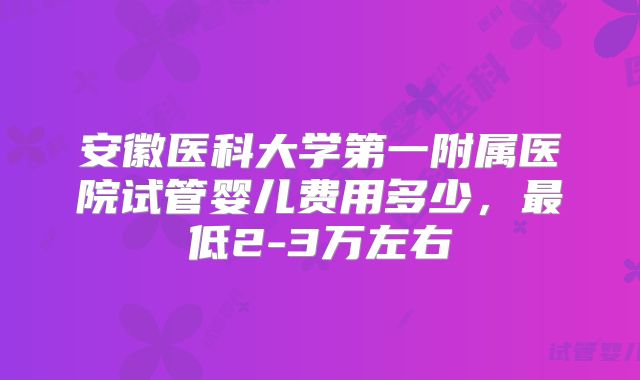 安徽医科大学第一附属医院试管婴儿费用多少,最低2-3万左右