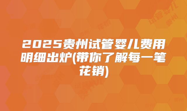 2025贵州试管婴儿费用明细出炉(带你了解每一笔花销)