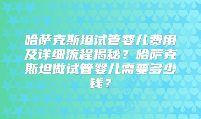 哈萨克斯坦试管婴儿费用及详细流程揭秘?哈萨克斯坦做试管婴儿需要多少钱?