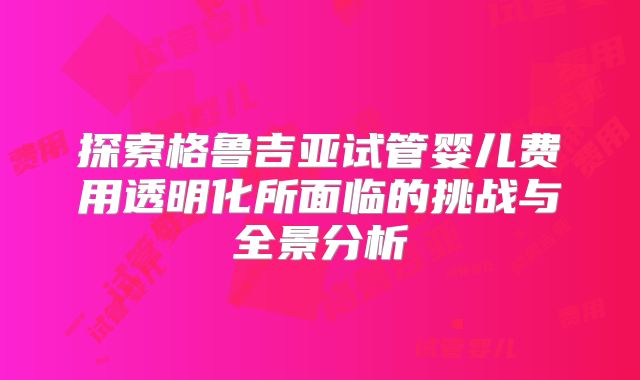 探索格鲁吉亚试管婴儿费用透明化所面临的挑战与全景分析