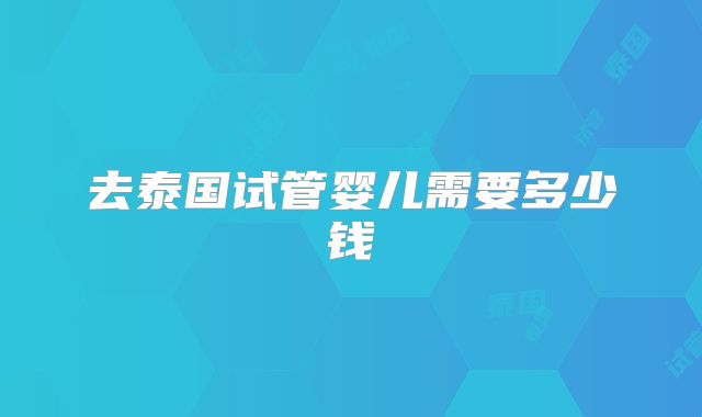 去泰国试管婴儿需要多少钱