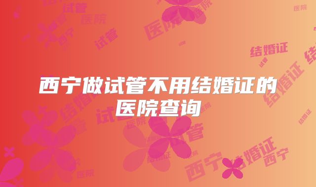西宁做试管不用结婚证的医院查询