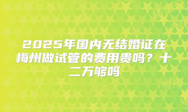 2025年国内无结婚证在梅州做试管的费用贵吗？十二万够吗