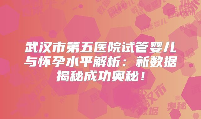 武汉市第五医院试管婴儿与怀孕水平解析：新数据揭秘成功奥秘！