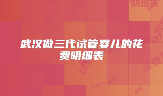 武汉做三代试管婴儿的花费明细表