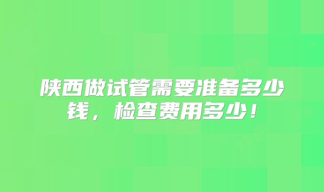 陕西做试管需要准备多少钱,检查费用多少!