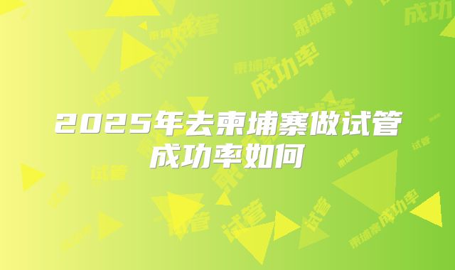 2025年去柬埔寨做试管成功率如何