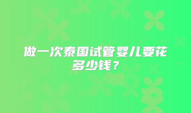 做一次泰国试管婴儿要花多少钱？