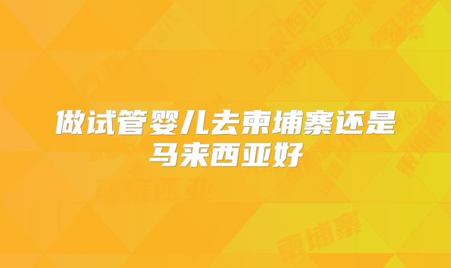 做试管婴儿去柬埔寨还是马来西亚好
