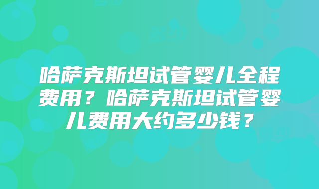 哈萨克斯坦试管婴儿全程费用？哈萨克斯坦试管婴儿费用大约多少钱？