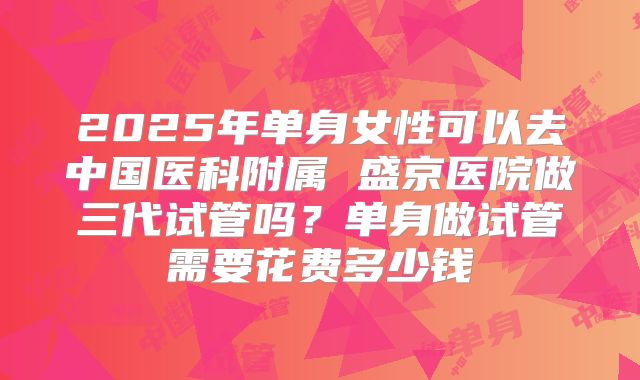 2025年单身女性可以去中国医科附属 盛京医院做三代试管吗？单身做试管需要花费多少钱
