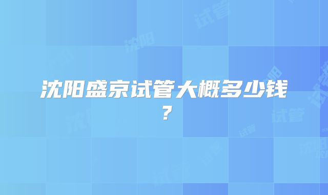 沈阳盛京试管大概多少钱?