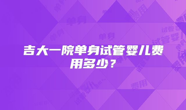 吉大一院单身试管婴儿费用多少?