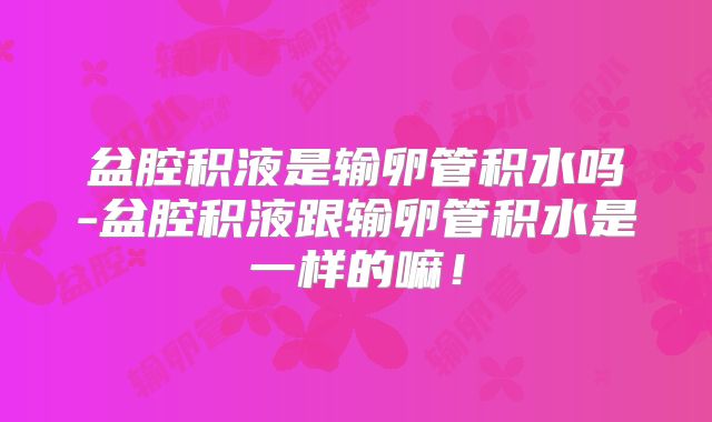 盆腔积液是输卵管积水吗-盆腔积液跟输卵管积水是一样的嘛!