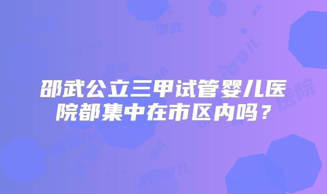 邵武公立三甲试管婴儿医院都集中在市区内吗？