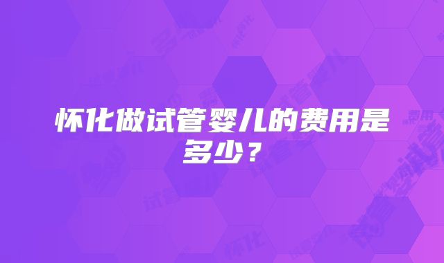怀化做试管婴儿的费用是多少?