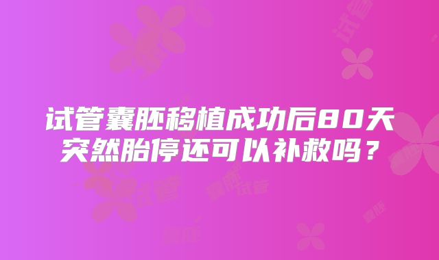 试管囊胚移植成功后80天突然胎停还可以补救吗?