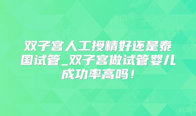 双子宫人工授精好还是泰国试管_双子宫做试管婴儿成功率高吗！