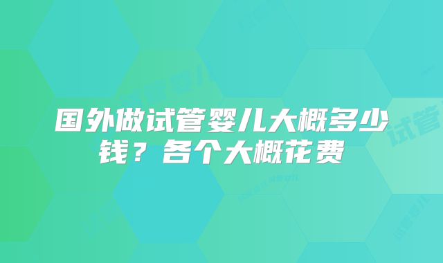 国外做试管婴儿大概多少钱？各个大概花费