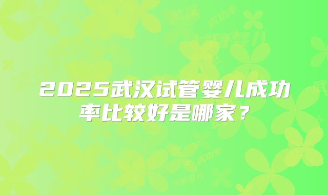 2025武汉试管婴儿成功率比较好是哪家？