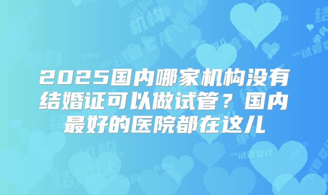 2025国内哪家机构没有结婚证可以做试管?国内最好的医院都在这儿