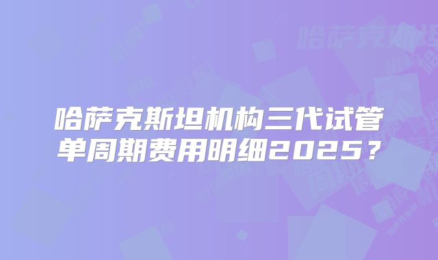 哈萨克斯坦机构三代试管单周期费用明细2025?