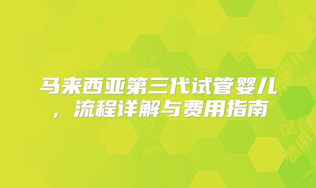 马来西亚第三代试管婴儿,流程详解与费用指南