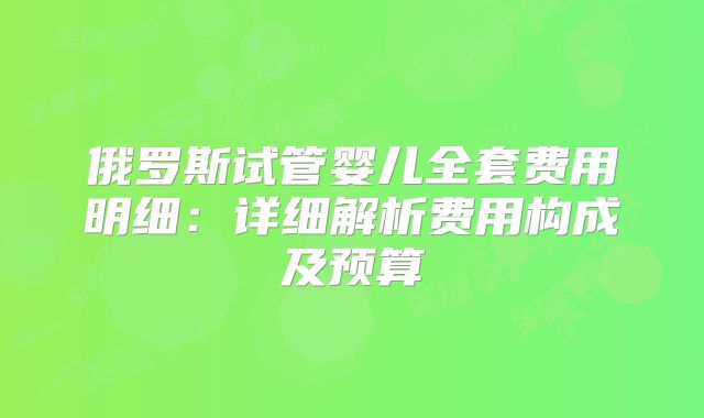 俄罗斯试管婴儿全套费用明细：详细解析费用构成及预算