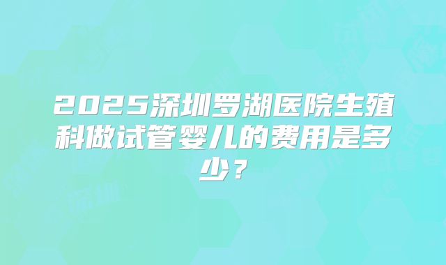 2025深圳罗湖医院生殖科做试管婴儿的费用是多少？