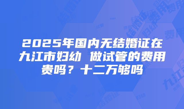2025年国内无结婚证在九江市妇幼 做试管的费用贵吗?十二万够吗