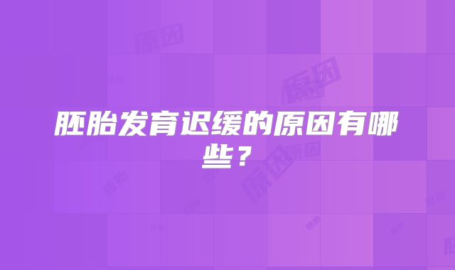 胚胎发育迟缓的原因有哪些？