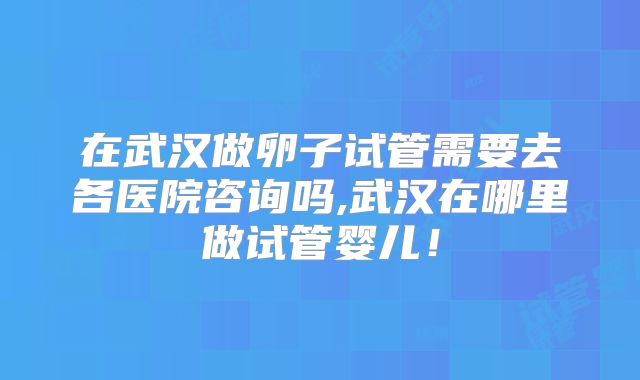 在武汉做卵子试管需要去各医院咨询吗,武汉在哪里做试管婴儿!