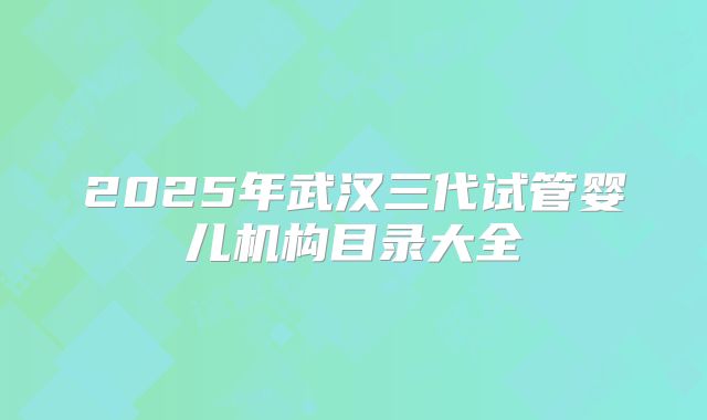 2025年武汉三代试管婴儿机构目录大全