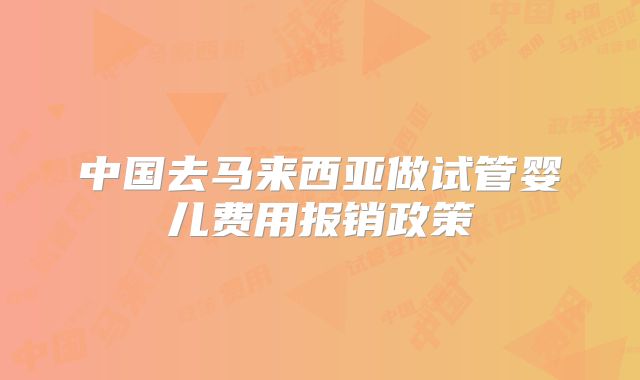中国去马来西亚做试管婴儿费用报销政策