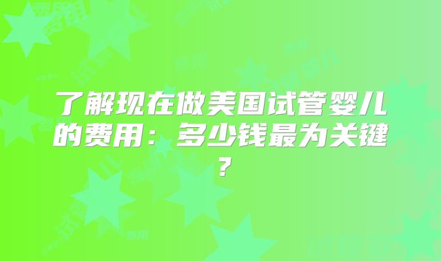 了解现在做美国试管婴儿的费用:多少钱最为关键?