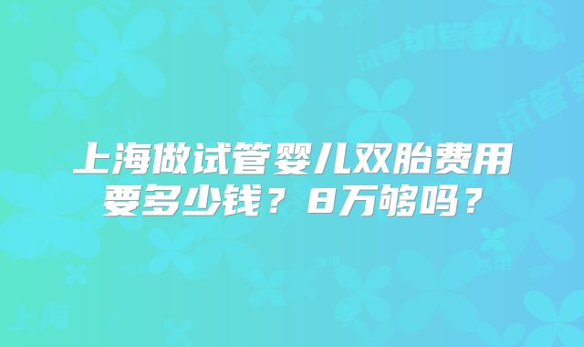 上海做试管婴儿双胎费用要多少钱？8万够吗？