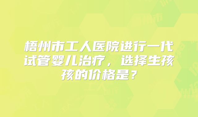 梧州市工人医院进行一代试管婴儿治疗，选择生孩孩的价格是？