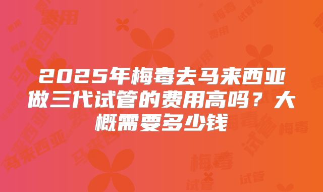 2025年梅毒去马来西亚做三代试管的费用高吗？大概需要多少钱