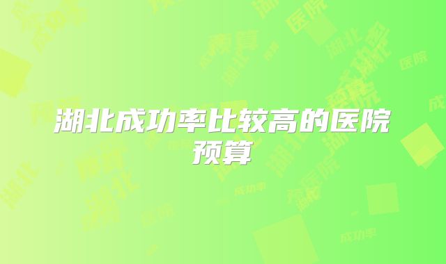 湖北成功率比较高的医院预算