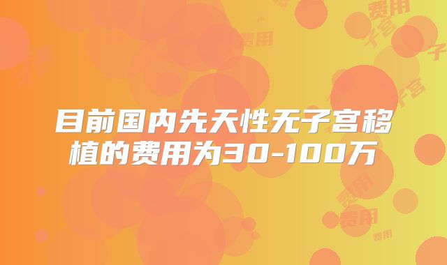 目前国内先天性无子宫移植的费用为30-100万