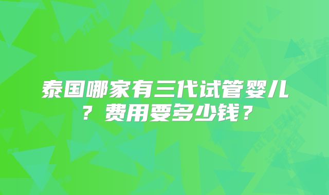 泰国哪家有三代试管婴儿？费用要多少钱？
