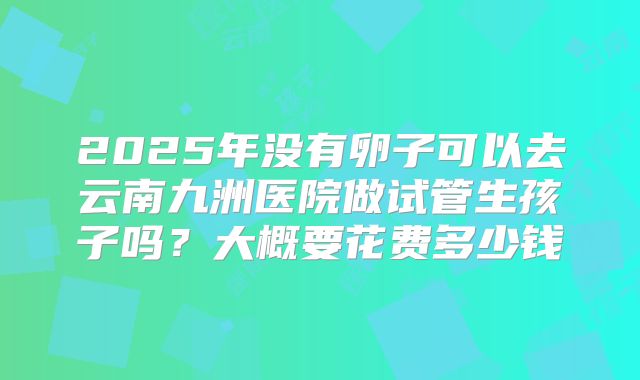 2025年没有卵子可以去云南九洲医院做试管生孩子吗?大概要花费多少钱