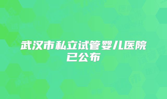 武汉市私立试管婴儿医院已公布