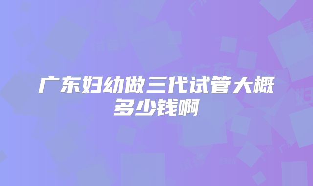 广东妇幼做三代试管大概多少钱啊